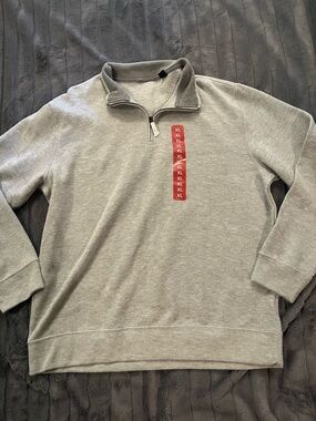 Men's Light Gray Quarter-Zip Pullover Sweater